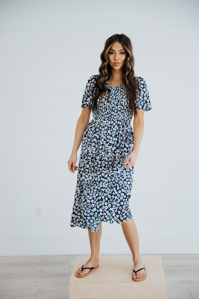 The Gillian Maxi Dress in Indigo Bouquet