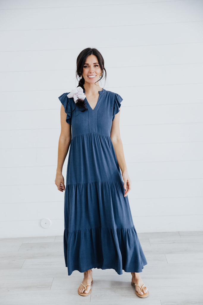 The Ettie Maxi Dress in Peacock Blue