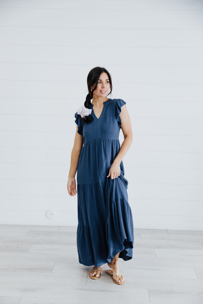 The Ettie Maxi Dress in Peacock Blue