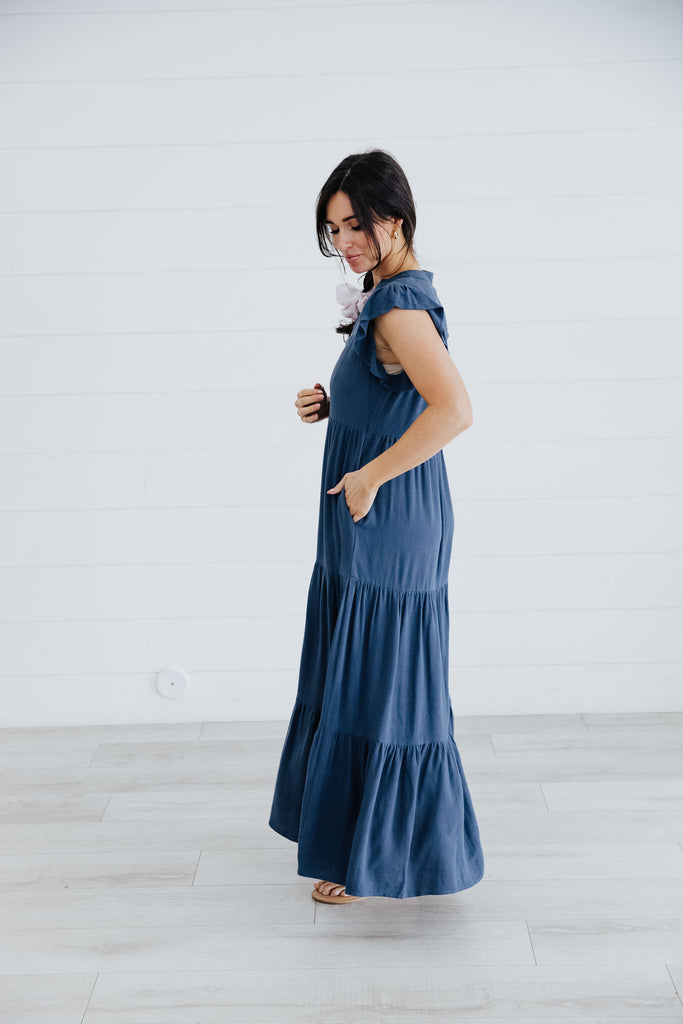 The Ettie Maxi Dress in Peacock Blue