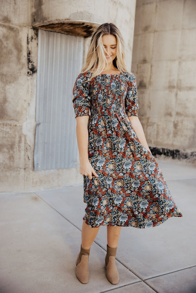 The Pepper Midi Dress in Rustic Harvest