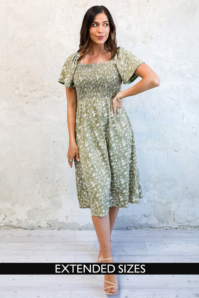 The Franklin Midi Dress in Jade Lime