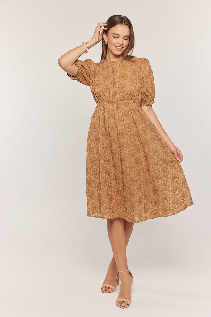 The Jocelyn Textured Dress in Brown