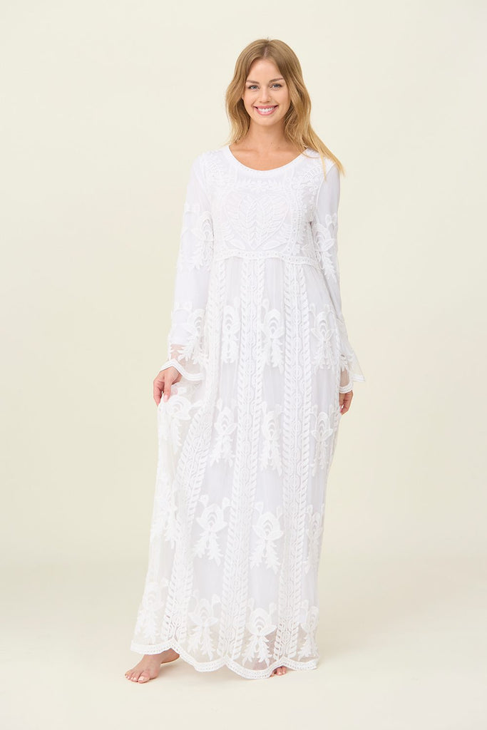 The Lydia Lace Temple Dress in White