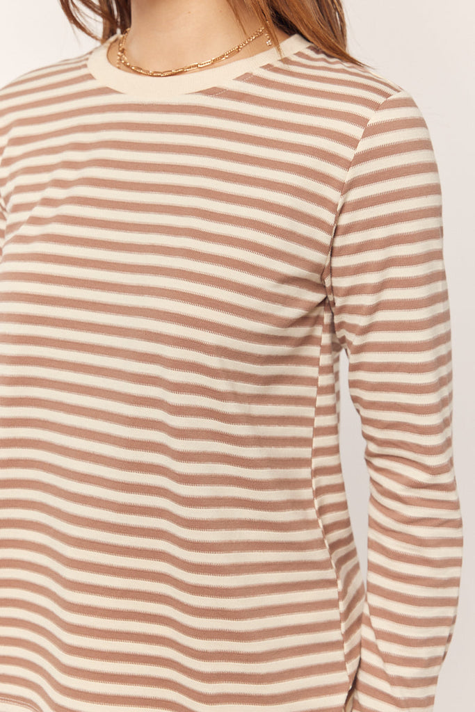 The Lindy Stripe Knit Top in Cocoa