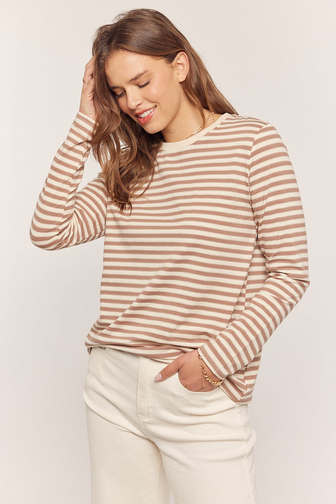 The Lindy Stripe Knit Top in Cocoa