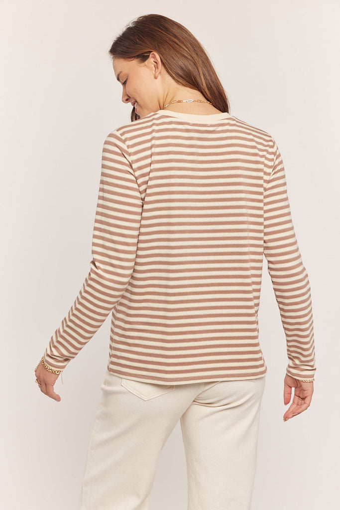 The Lindy Stripe Knit Top in Cocoa