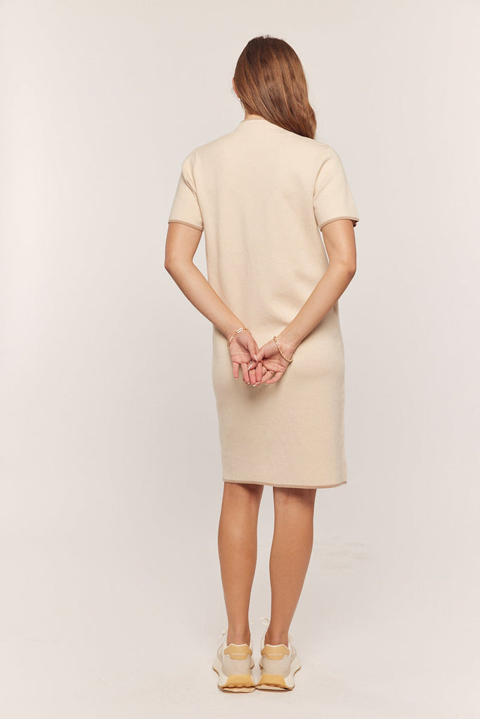 The Cher Mock Neck Sweater Dress in Oatmeal/Taupe