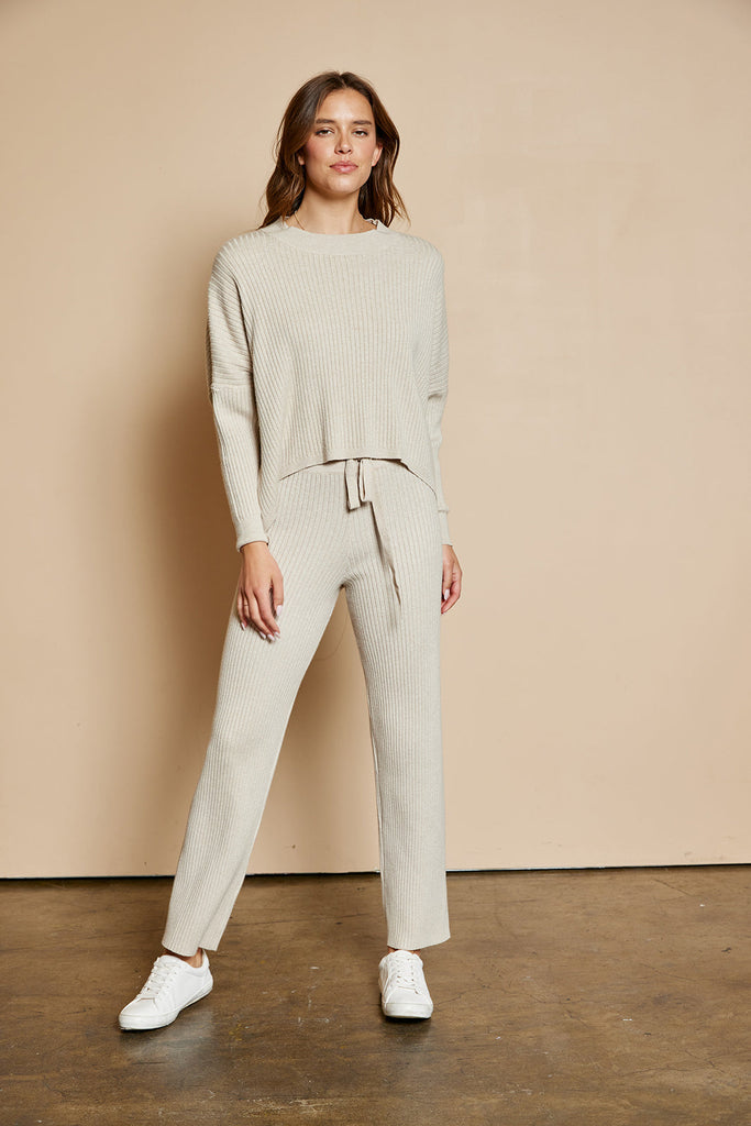 The Polly Straight Leg Sweater Pants in Oatmeal