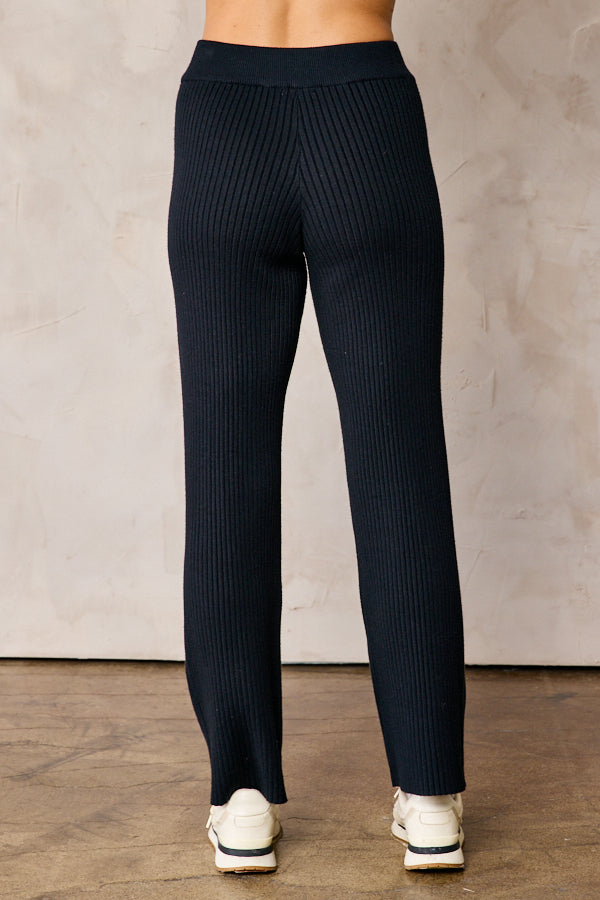 The Polly Straight Leg Sweater Pants in Black