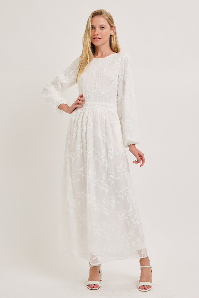 The Elisabeth Lace Temple Dress in Creamy White