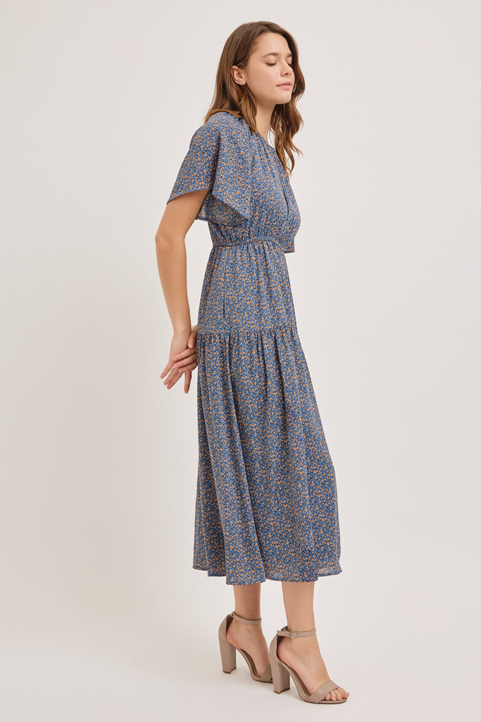 The Moira Maxi Dress in Teal Blue