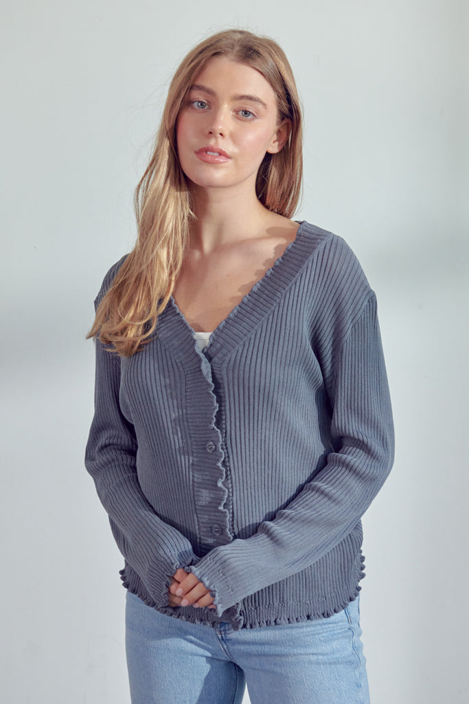 The Leti Knit Cardigan in Grey