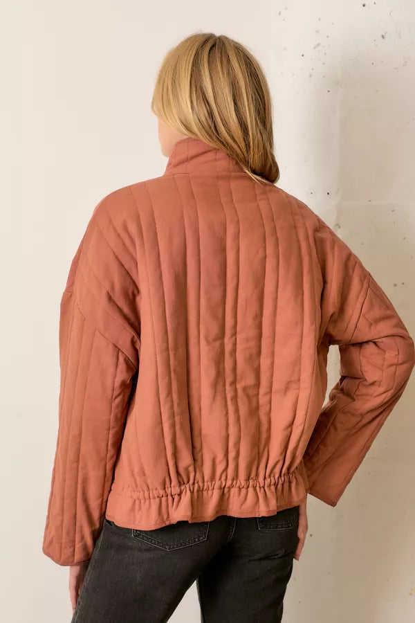 The Annabeth Cotton Twill Padded Jacket in Brown