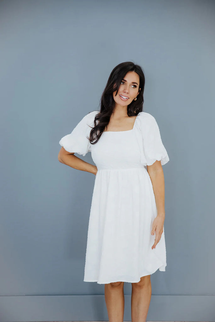 The Bailey Midi Dress in White