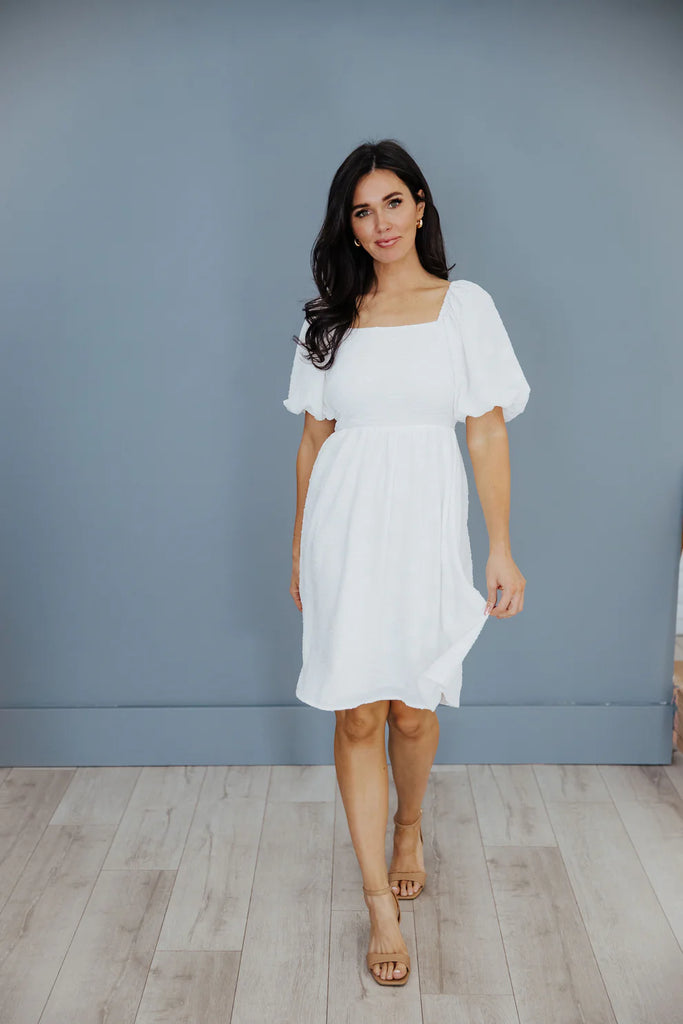 The Bailey Midi Dress in White