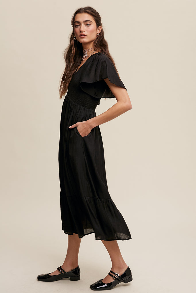 The Deb V-Neck Maxi Dress in Black