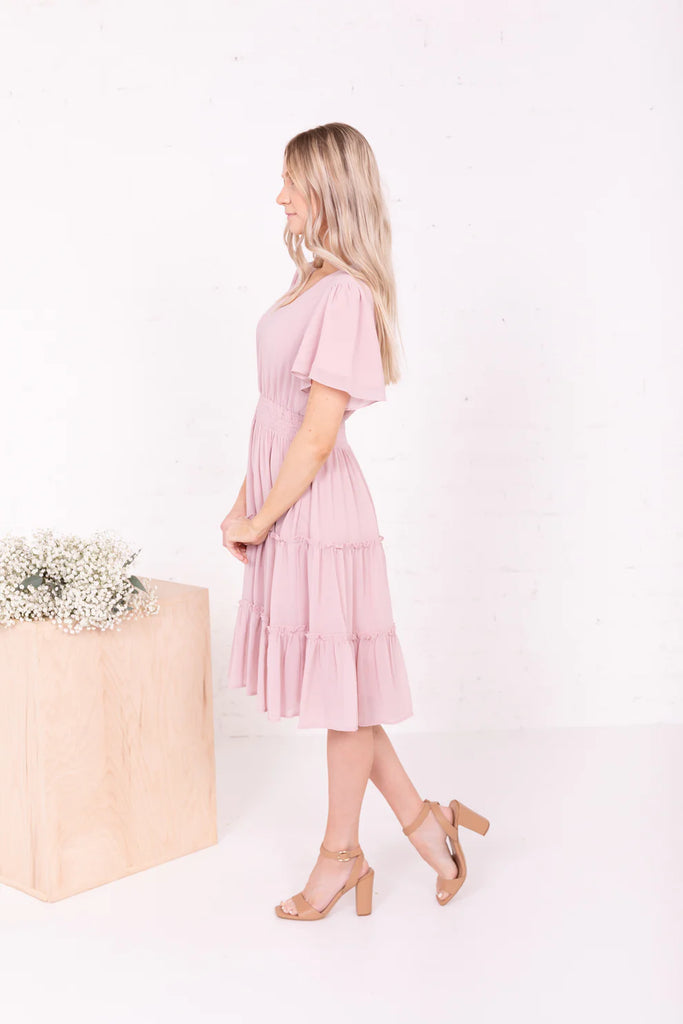 The Jemma Midi Dress in Blush Pink