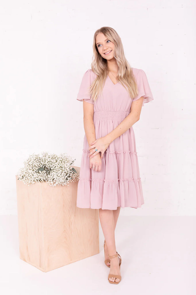 The Jemma Midi Dress in Blush Pink