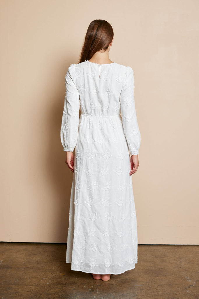 The Callie Eyelet Temple Dress in Creamy White