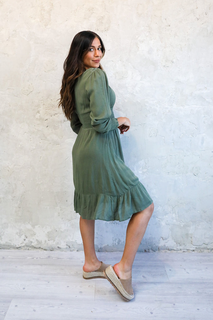 The Cara Midi Dress in Aspen Green