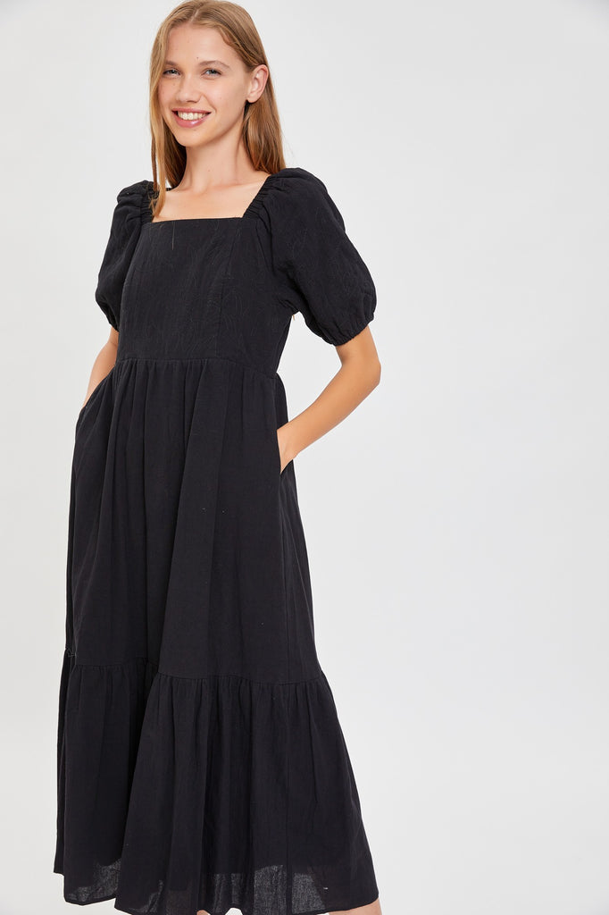 The Ceteka Square Neck Dress in Black