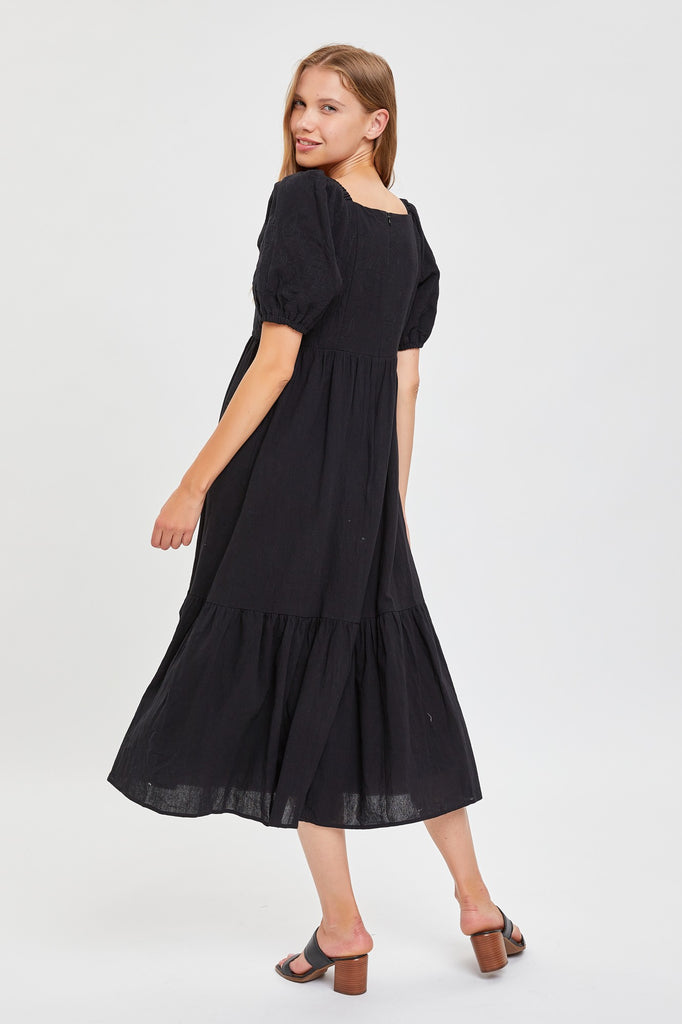 The Ceteka Square Neck Dress in Black