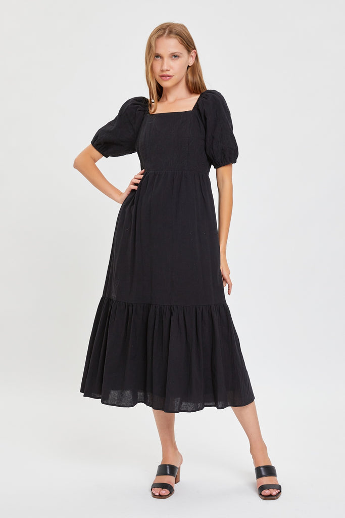 The Ceteka Square Neck Dress in Black