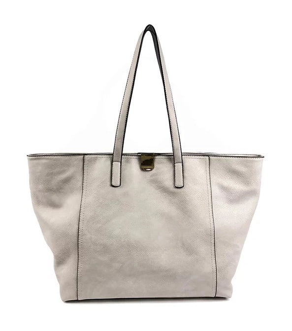 Flip Lock Slouchy Tote Temple Bag in Grey