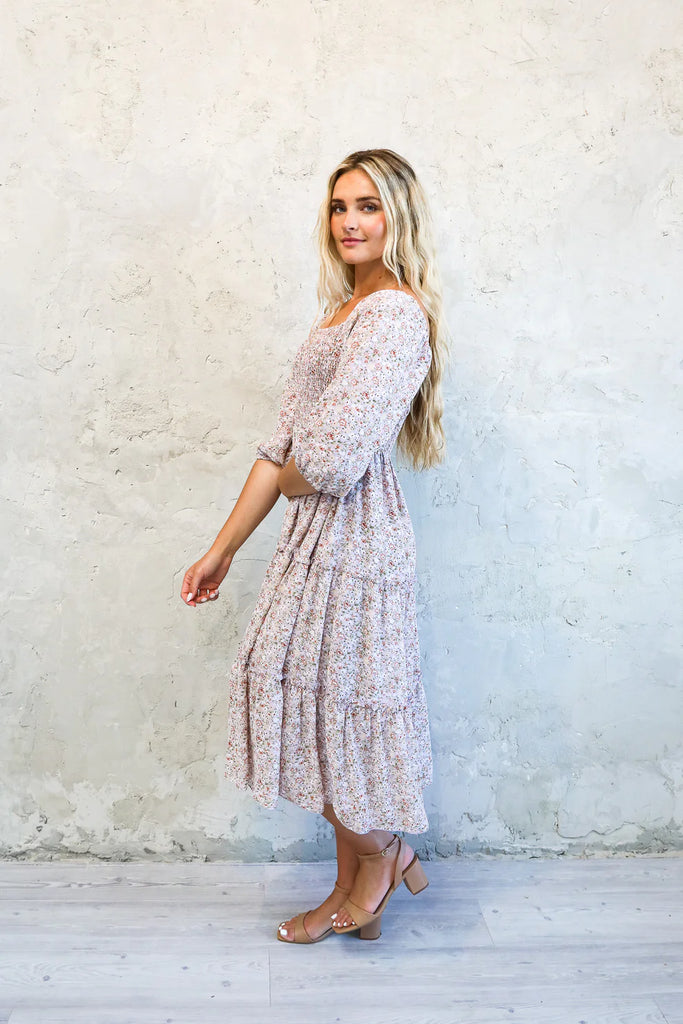 The Greta Smocked Dress in Lavender Cloud