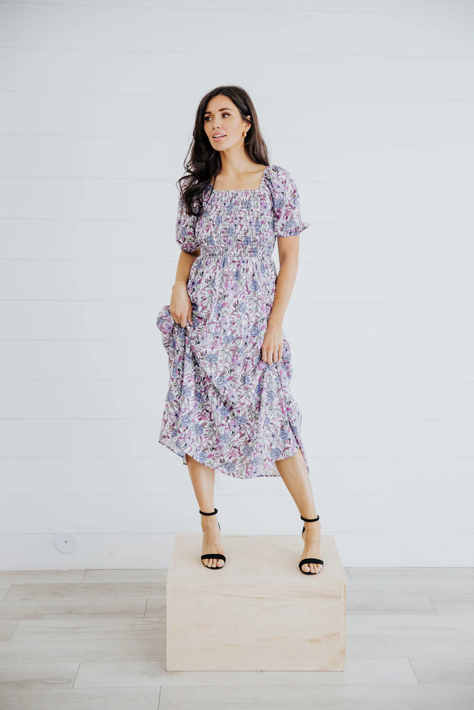 The Indigo Maxi Dress in Painted Posies