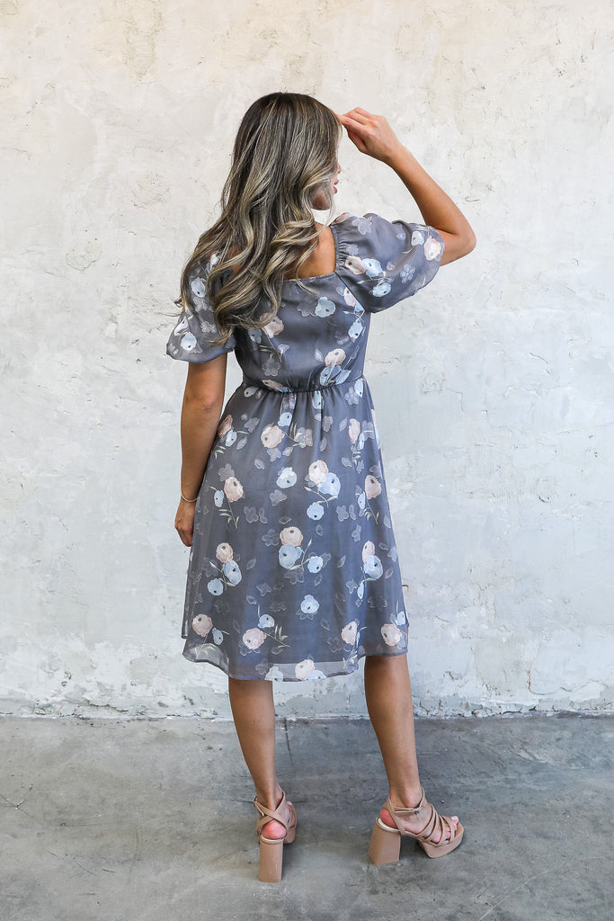 The Krista Midi Dress in Dusty Gray