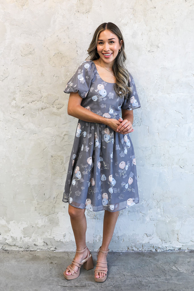 The Krista Midi Dress in Dusty Gray