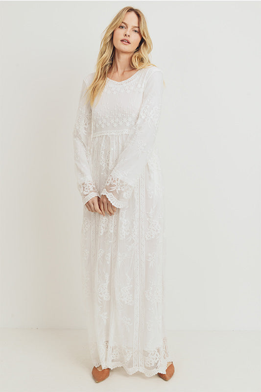 The Margaret Lace Temple Dress in White