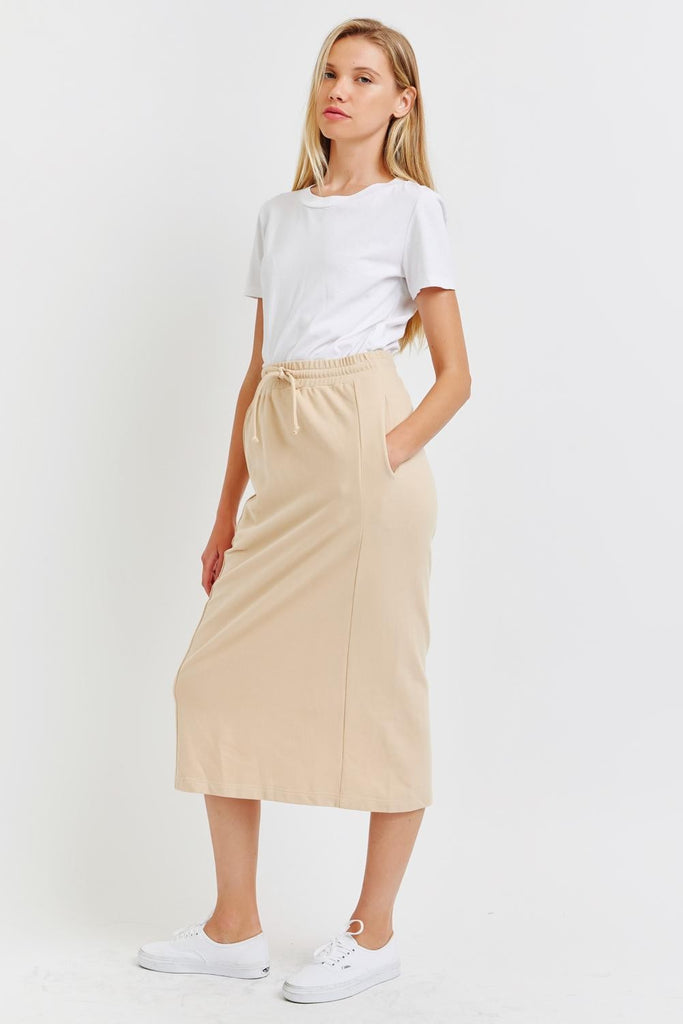 The Marie Straight Skirt in Beige