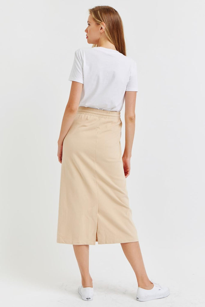 The Marie Straight Skirt in Beige