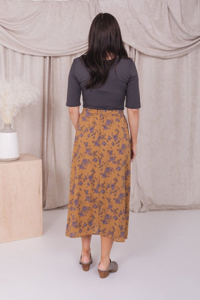 The Stacy Maxi Skirt in Gold Combo Roses