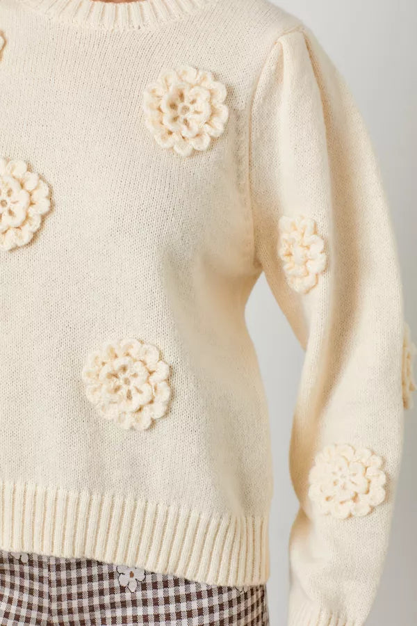 The Myra Floral Sweater in Cream