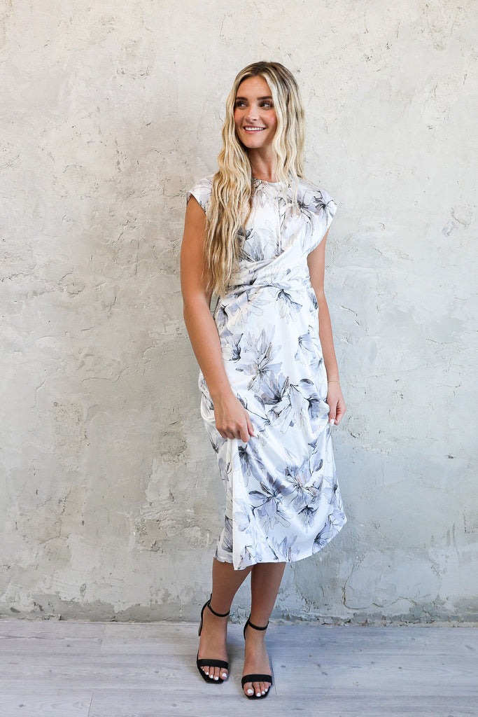 The Royce Maxi Dress in Powder Blue Floral