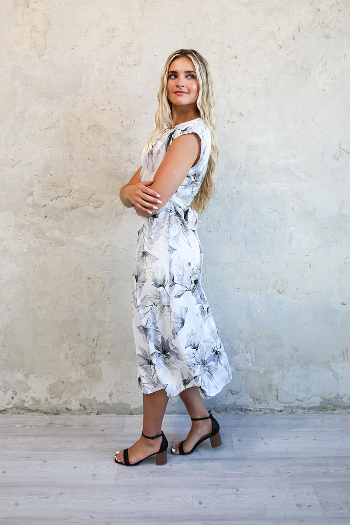 The Royce Maxi Dress in Powder Blue Floral