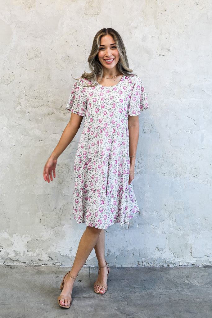 The Sadie Midi Dress in Azalea Flower