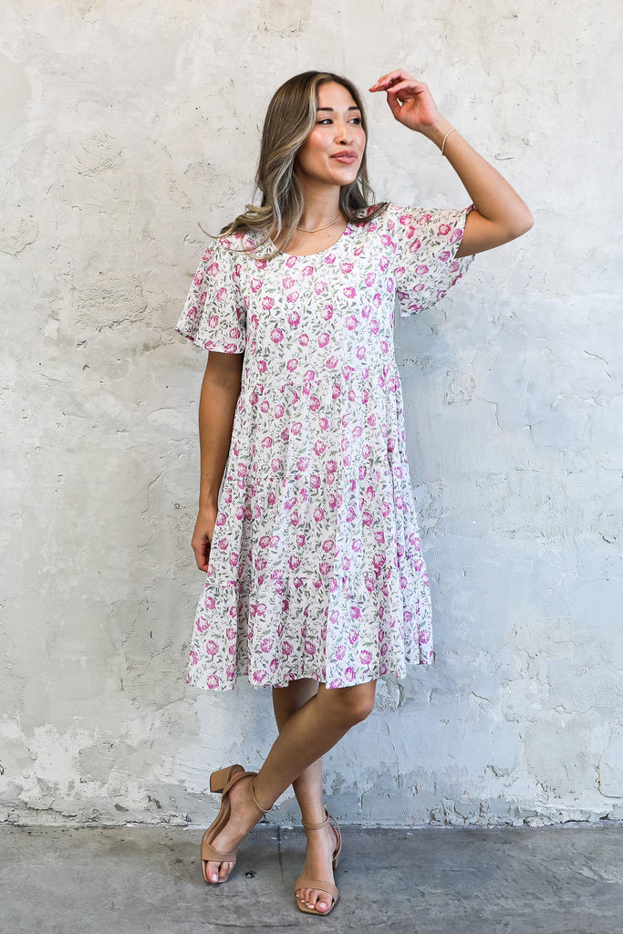 The Sadie Midi Dress in Azalea Flower