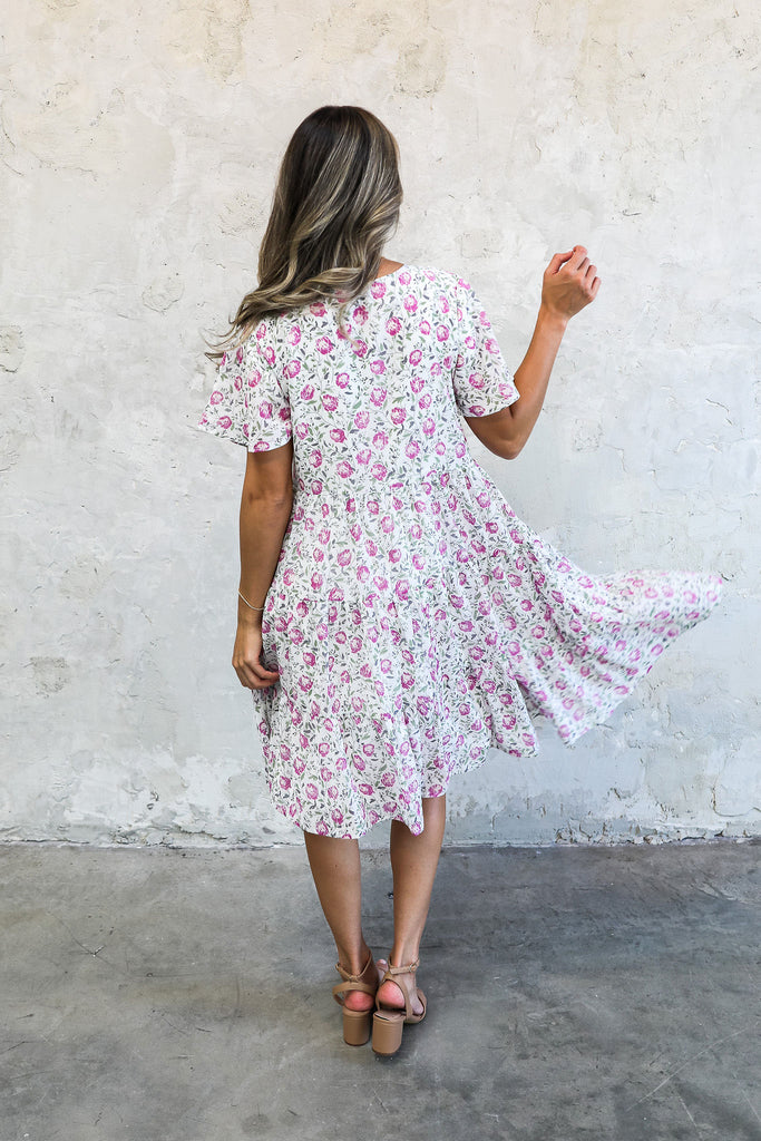 The Sadie Midi Dress in Azalea Flower