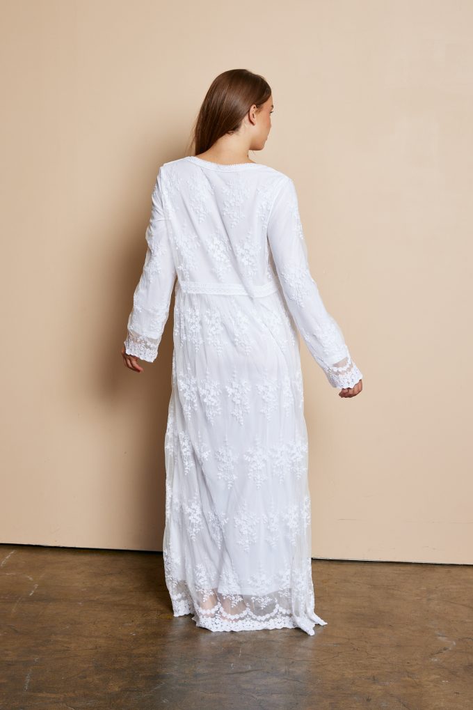 The Savannah Lace Temple Dress in White