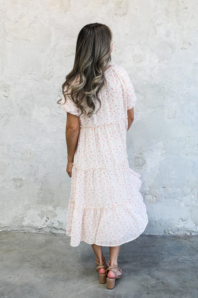 The Serena Maxi Dress in Pink Watercolor