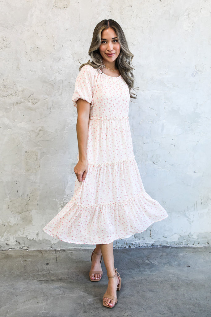 The Serena Maxi Dress in Pink Watercolor