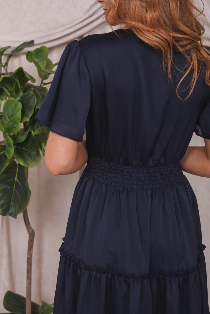 The Sophia Midi Dress in Midnight Blue