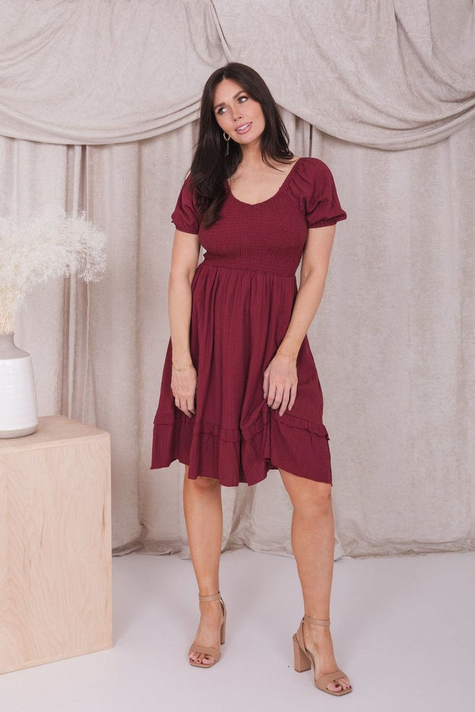 The Lennon Midi Dress in Pomegranate