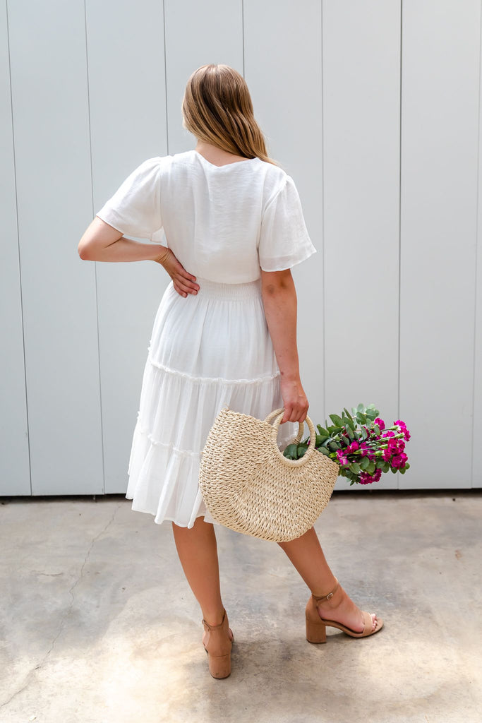 The Tate Midi Dress in Ivory