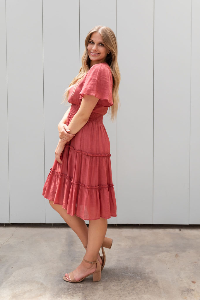 The Tate Midi Dress in Faded Rose